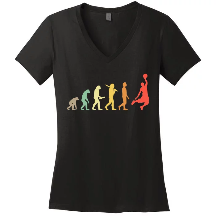 Retro Basketball Evolution Gift For Basketball Players Women's V-Neck T-Shirt