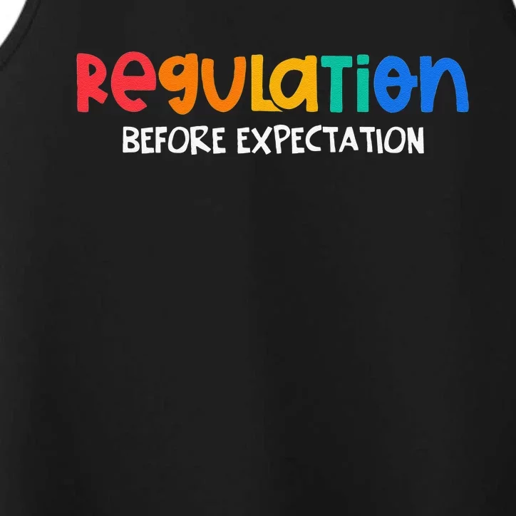 Regulation Before Expectation Autism Awareness Month Puzzle Performance Tank