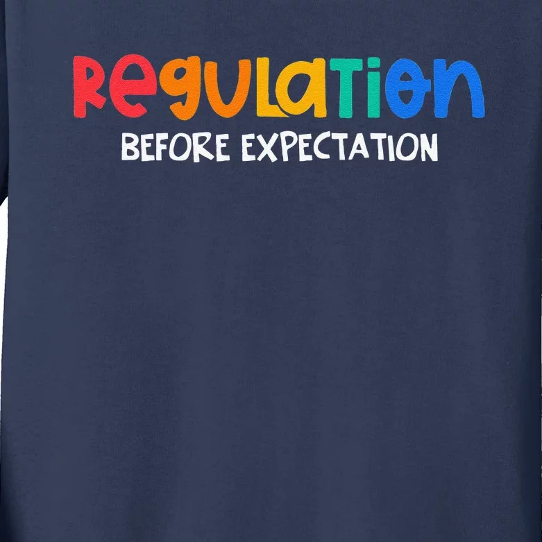 Regulation Before Expectation Autism Awareness Month Puzzle Kids Long Sleeve Shirt