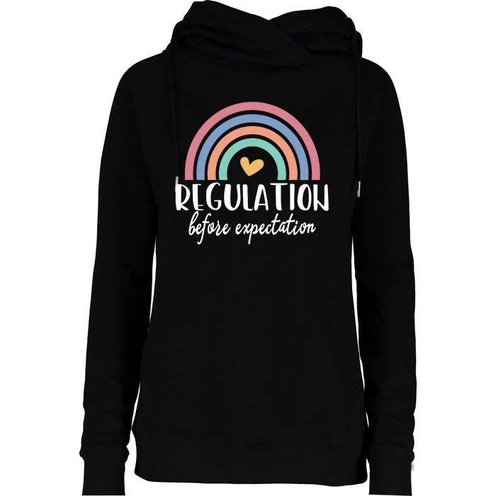 Regulation Before Expectation Autism Awareness Special Education Teacher Womens Funnel Neck Pullover Hood