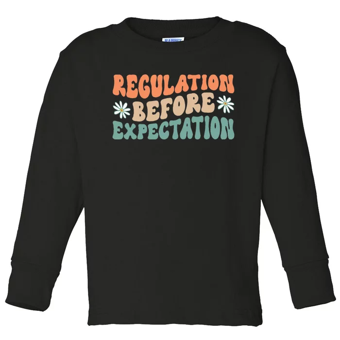 Regulation Before Expectation Retro Neurodiversity Therapist Toddler Long Sleeve Shirt