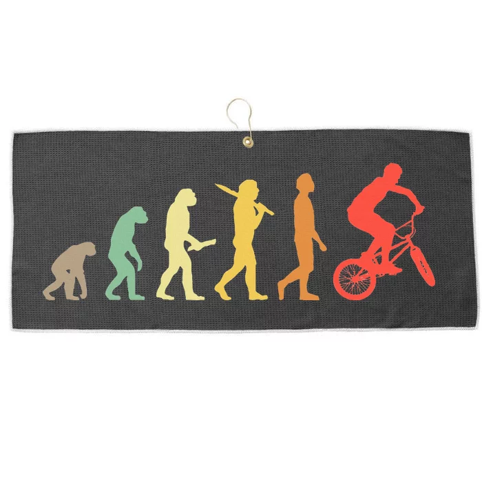 Retro Bmx Evolution Gift For Bmx Riders Large Microfiber Waffle Golf Towel