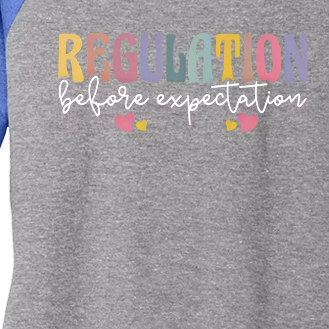 Regulation Before Expectation Autism Awareness Acceptance Gift Women's Tri-Blend 3/4-Sleeve Raglan Shirt