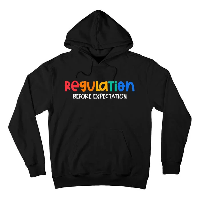 Regulation Before Expectation Autism Awareness Month Puzzle Tall Hoodie