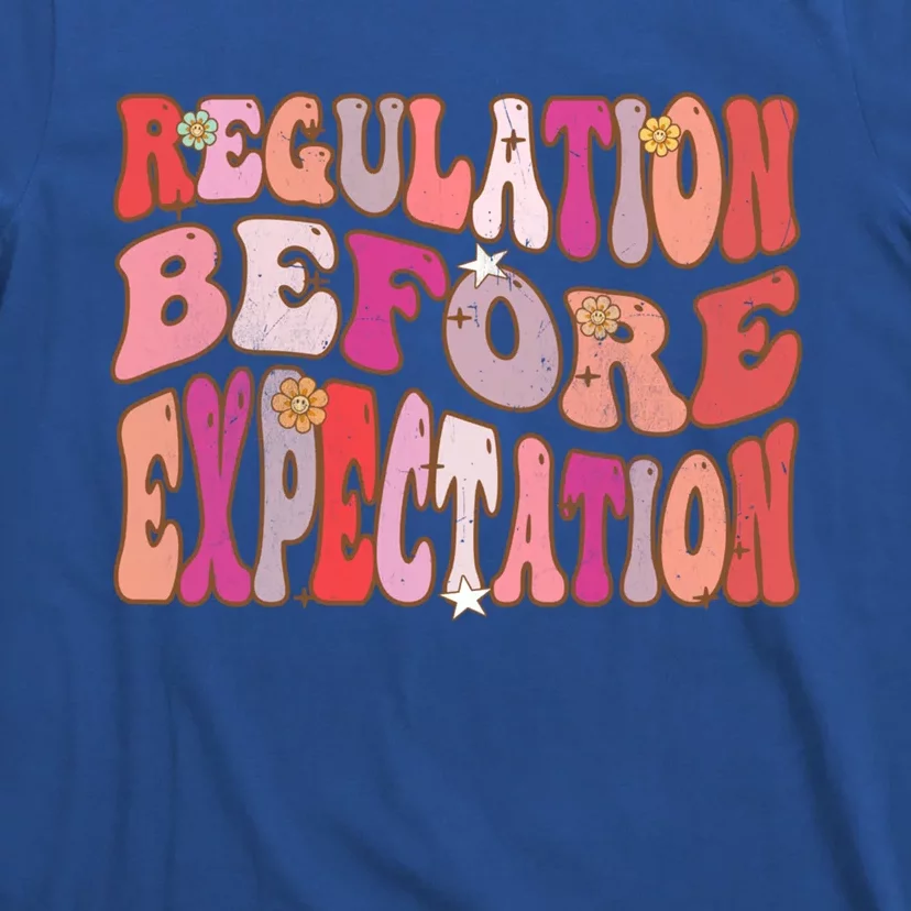 Regulation Before Expectation Retro Groovy Autism Cute Gift T-Shirt