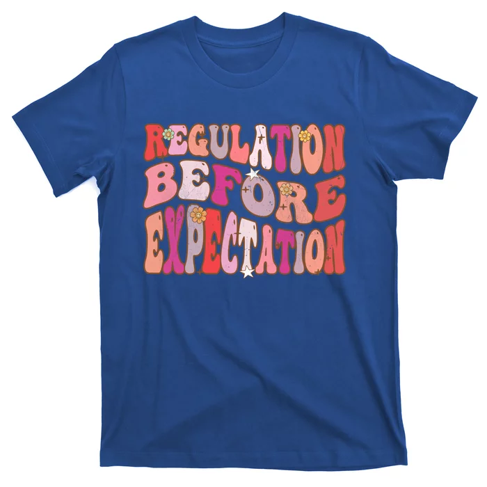 Regulation Before Expectation Retro Groovy Autism Cute Gift T-Shirt