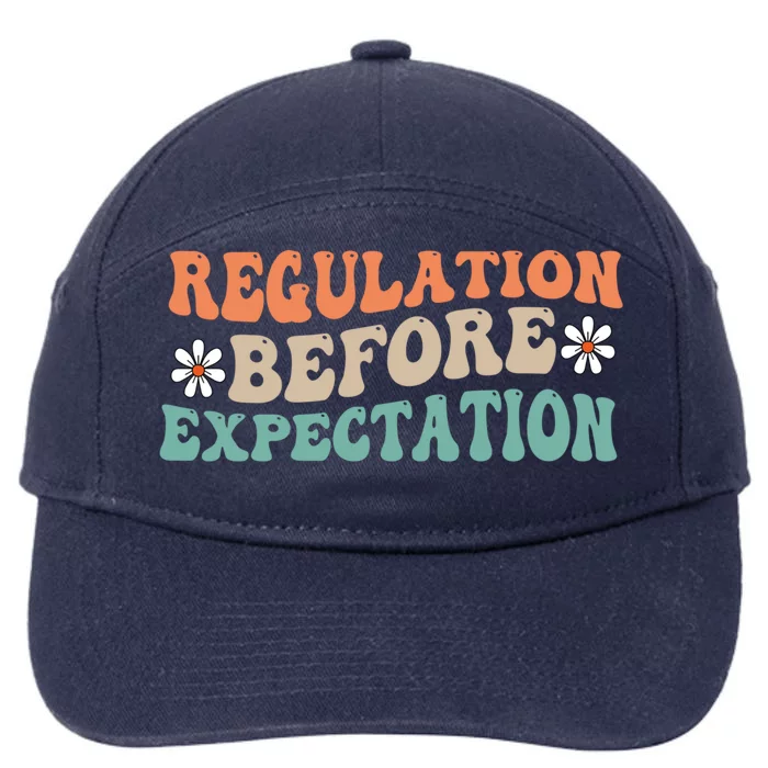 Regulation Before Expectation Retro Neurodiversity Therapist Funny Gift 7-Panel Snapback Hat