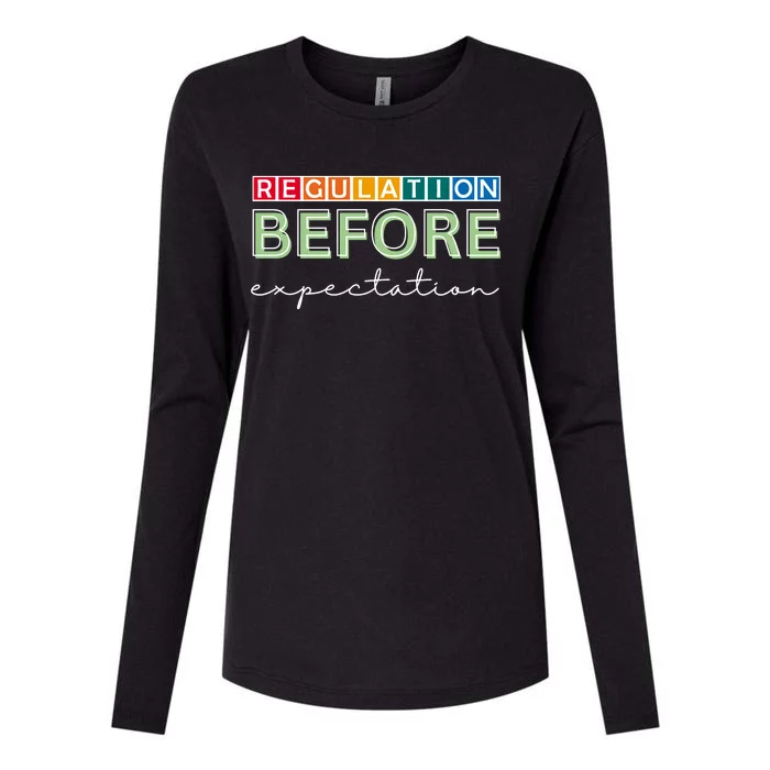 Regulation Before Expectation Autism Awareness Quote Womens Cotton Relaxed Long Sleeve T-Shirt