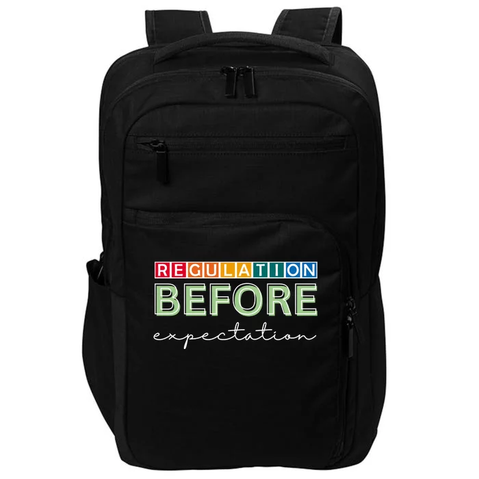 Regulation Before Expectation Autism Awareness Quote Impact Tech Backpack