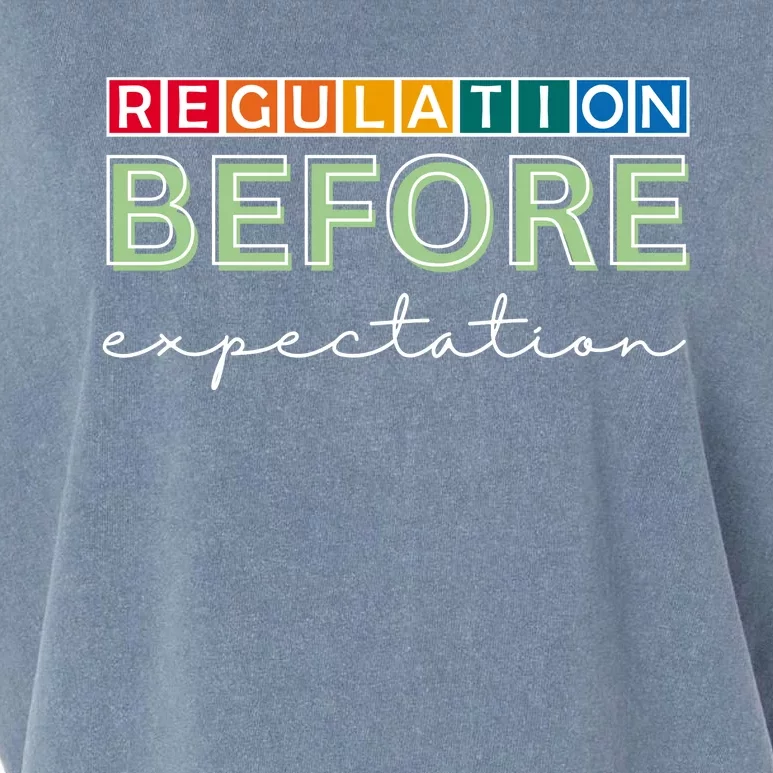 Regulation Before Expectation Autism Awareness Quote Garment-Dyed Women's Muscle Tee