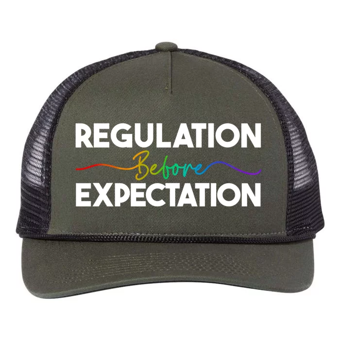 Regulation Before Expectation Behavior School Therapist Gift Retro Rope Trucker Hat Cap