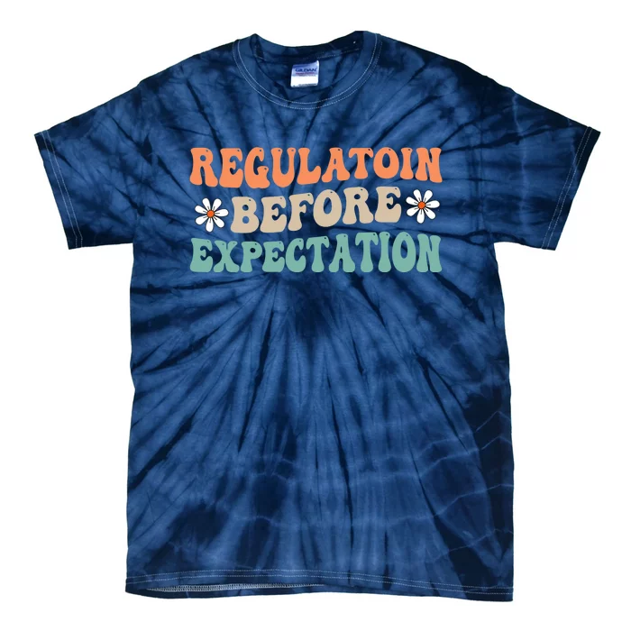 Regulation Before Expectation Retro Neurodiversity Therapist Tie-Dye T-Shirt