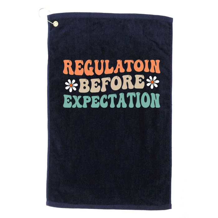 Regulation Before Expectation Retro Neurodiversity Therapist Platinum Collection Golf Towel