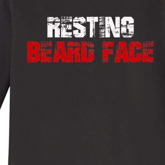 Resting Beard Face Funny Beard Parody Bearded Baby Long Sleeve Bodysuit