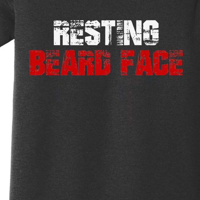 Resting Beard Face Funny Beard Parody Bearded Baby Bodysuit