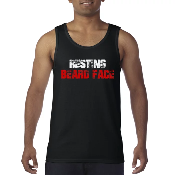 Resting Beard Face Funny Beard Parody Bearded Tank Top