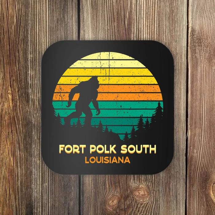 Retro Bayou Fort Polk South Louisiana Bigfoot Souvenir Coaster