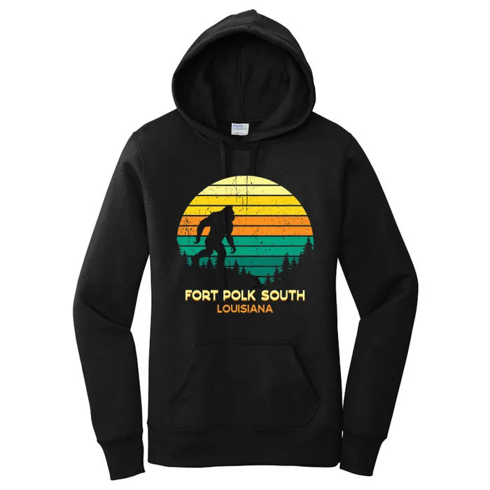 Retro Bayou Fort Polk South Louisiana Bigfoot Souvenir Women's Pullover Hoodie