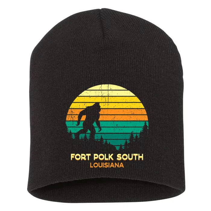 Retro Bayou Fort Polk South Louisiana Bigfoot Souvenir Short Acrylic Beanie