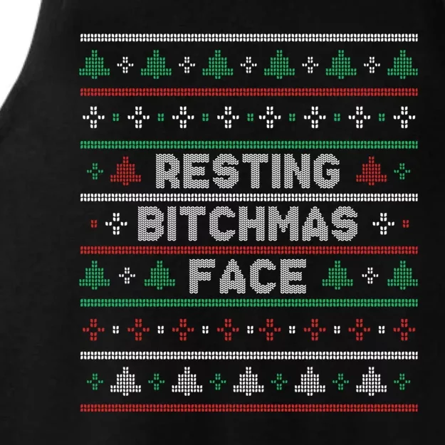 Resting Bitchmas Face Funny I Hate Christmas Meh Ugly Ladies Tri-Blend Wicking Tank