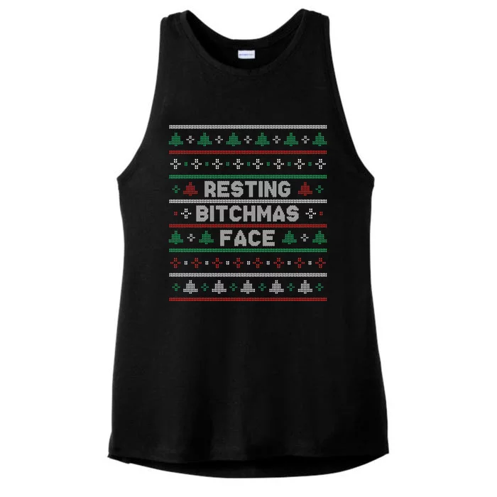 Resting Bitchmas Face Funny I Hate Christmas Meh Ugly Ladies Tri-Blend Wicking Tank