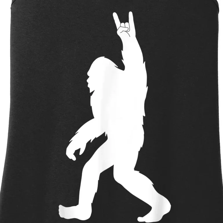 Retro Bigfoot , Funny Rock And Roll Bigfoot Ladies Essential Tank