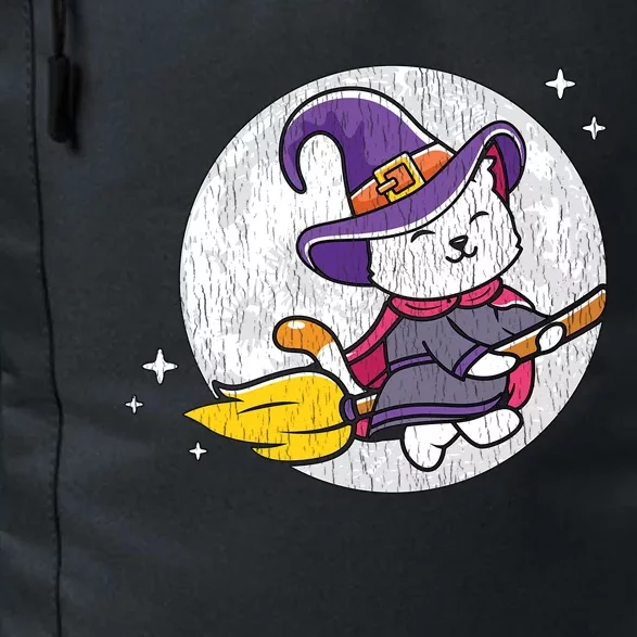 Retro Broom Flying Witch Kitten Cat Mom Dad Halloween Moon Gift Daily Commute Backpack