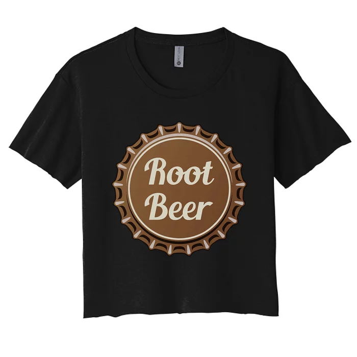 Root Beer Fizzy Soda Water Bottle Lid Women's Crop Top Tee