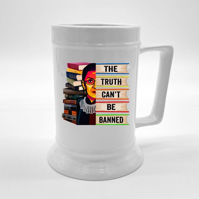 Rbg Book Feminist Read Banned Books Girl Bookworm Front & Back Beer Stein