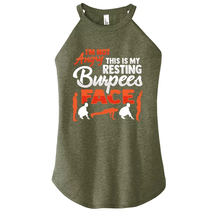 Resting Burpees Face Design Erobic Workout Meaningful Gift Women’s Perfect Tri Rocker Tank