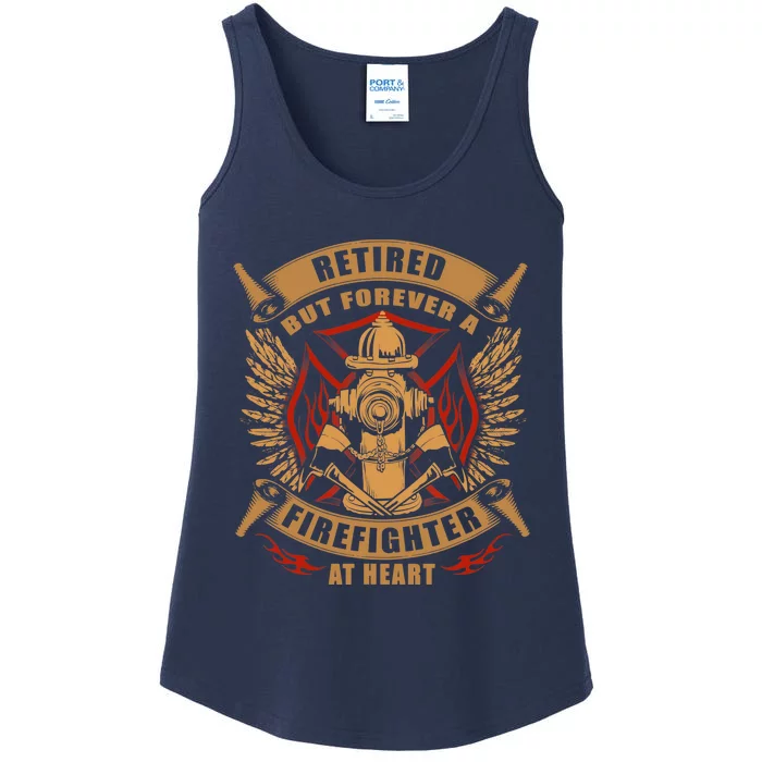 Retired But Forever Firefighter At Heart Retirement Ladies Essential Tank