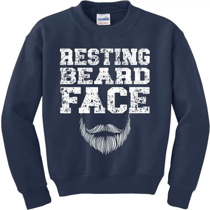 Resting Beard Face Beard Lover Bearded Guy Mustache Kids Sweatshirt