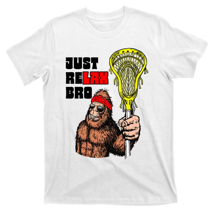 Relax Bro! Funny Sasquatch Lax Bigfoot Lacrosse Vintage 80S T-Shirt