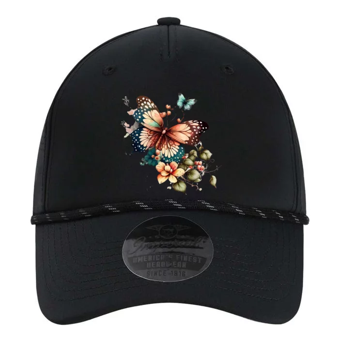 Retro Butterfly Floral Watercolor Performance The Dyno Cap