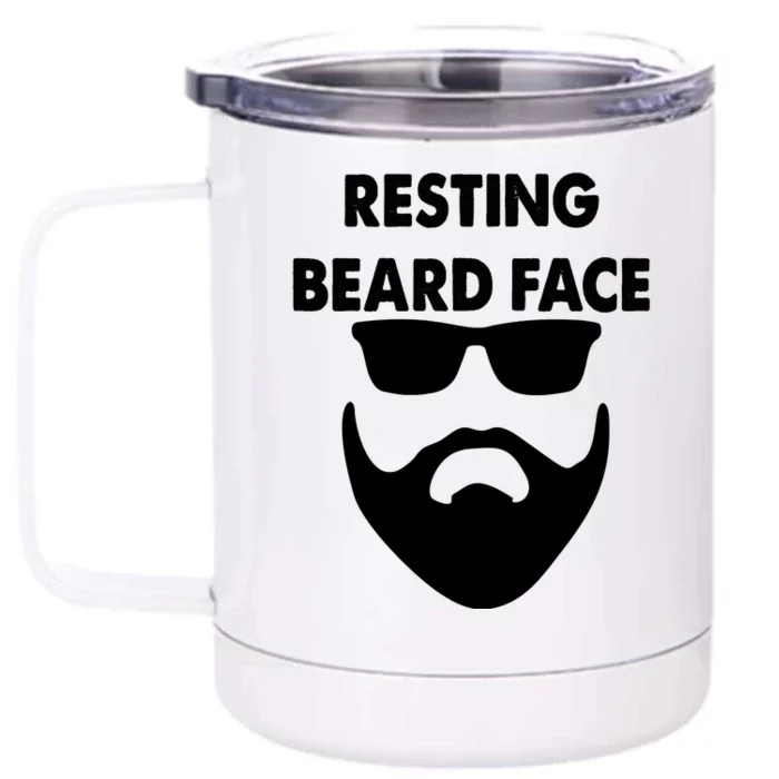 Resting Beard Face Funny Beard Front & Back 12oz Stainless Steel Tumbler Cup