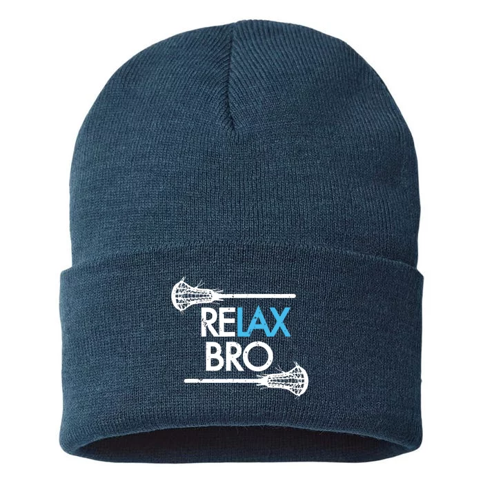 RELAX BRO Funny Lacrosse Player Lax Lover Joke Sustainable Knit Beanie