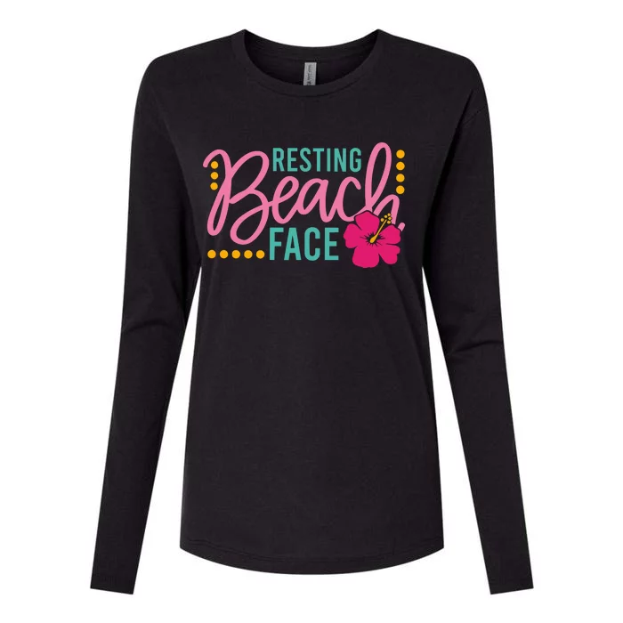 Resting Beach Face Funny Summer Womens Cotton Relaxed Long Sleeve T-Shirt