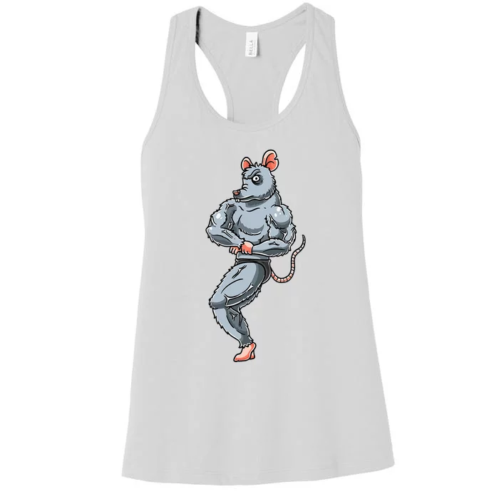 Rat Bodybuilding Fitness Gym Motivation Bodybuilder Women's Racerback Tank