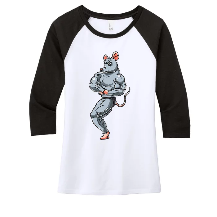 Rat Bodybuilding Fitness Gym Motivation Bodybuilder Women's Tri-Blend 3/4-Sleeve Raglan Shirt