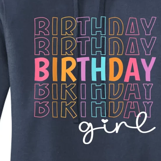 Retro Birthday For Girl Party Tee For Princess Girl Birthday Women's Pullover Hoodie