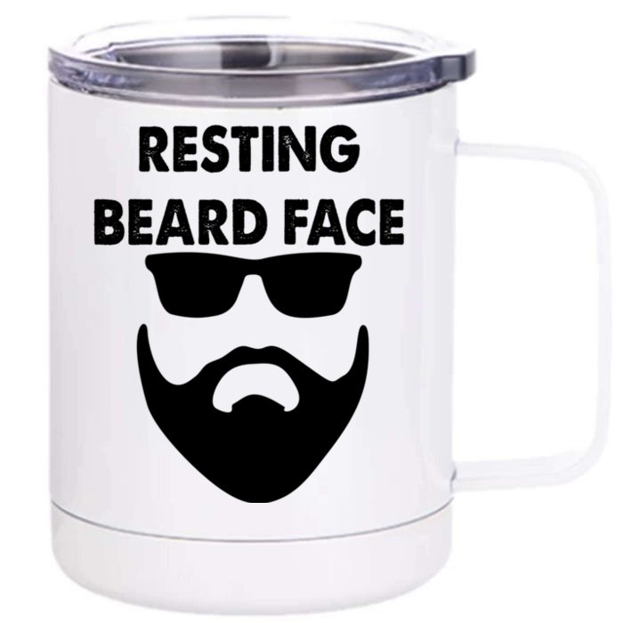 Resting Beard Face Funny Beard Front & Back 12oz Stainless Steel Tumbler Cup