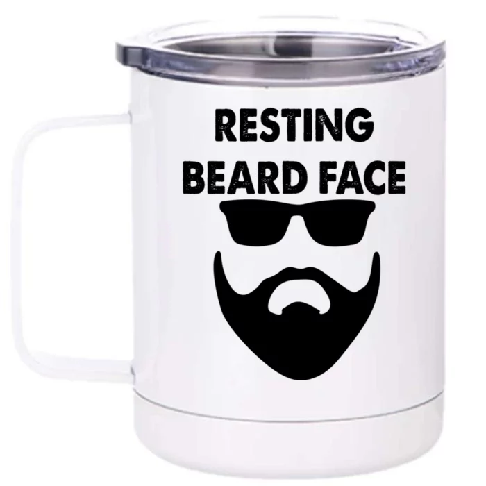 Resting Beard Face Funny Beard Front & Back 12oz Stainless Steel Tumbler Cup