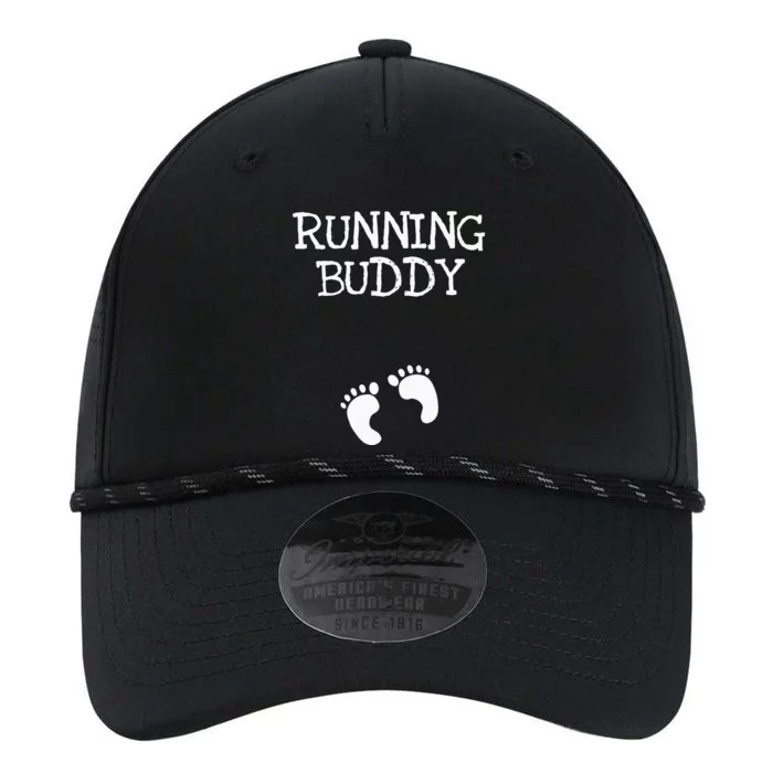 Running Buddy Funny Cute Pregnancy Announcement White Text Performance The Dyno Cap