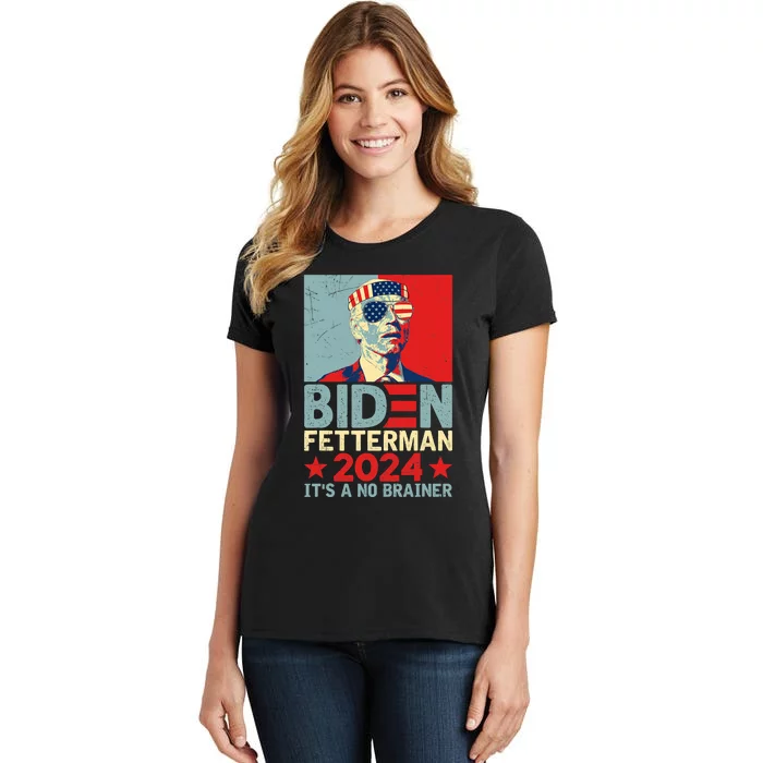 Retro Biden Fetterman 2024 It's A No Brainer Political Women's T-Shirt