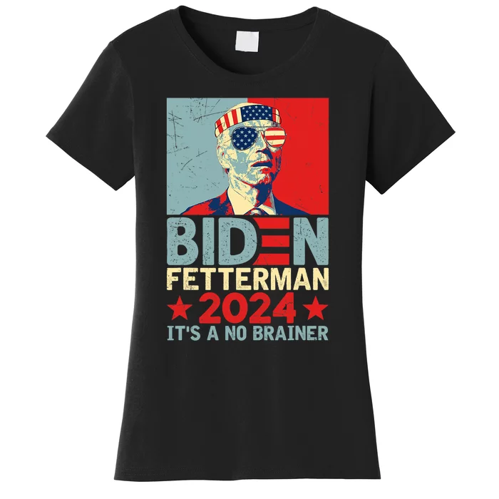 Retro Biden Fetterman 2024 It's A No Brainer Political Women's T-Shirt