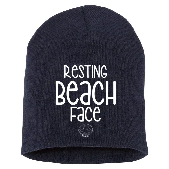 Resting Beach Face Funny Vacation Short Acrylic Beanie