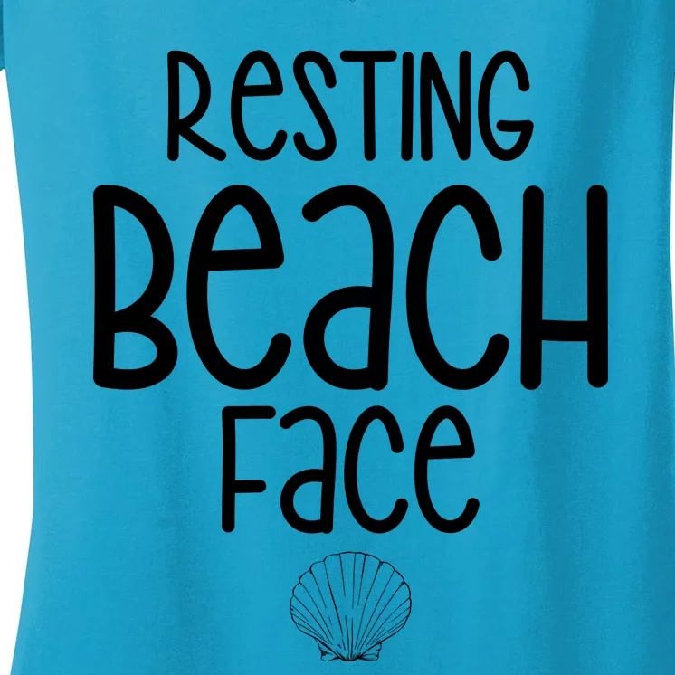 Resting Beach Face Funny Vacation Women's V-Neck T-Shirt