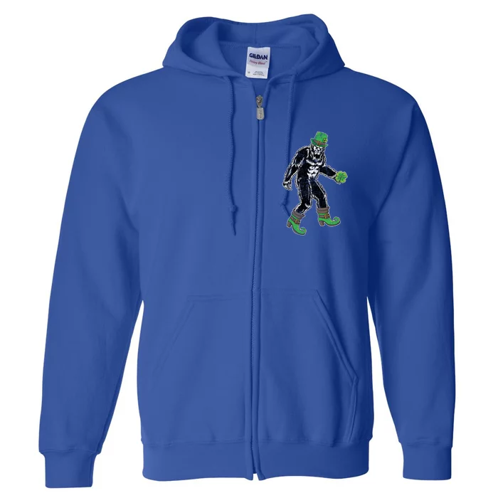 Retro Big Foot Leprechaun St Patrick's Day Sasquatch Lover Gift Full Zip Hoodie