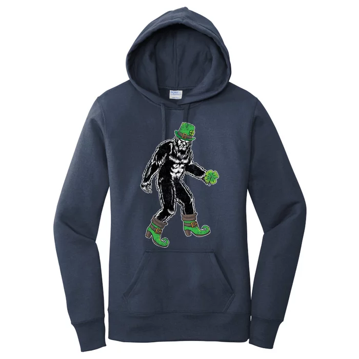 Retro Big Foot Leprechaun St Patrick's Day Sasquatch Lover Gift Women's Pullover Hoodie