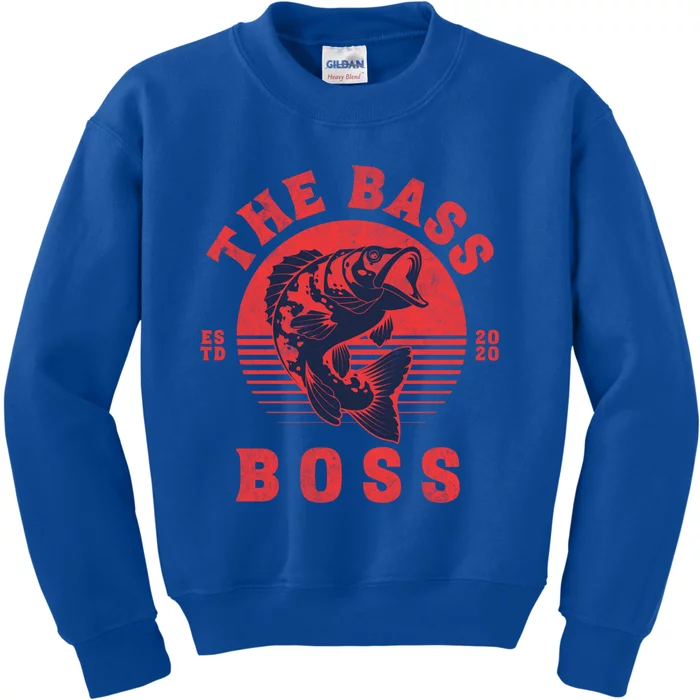 Reels Bass Funny The Bass Boss Fisher Fish Fishing Dad Cool Gift Kids Sweatshirt